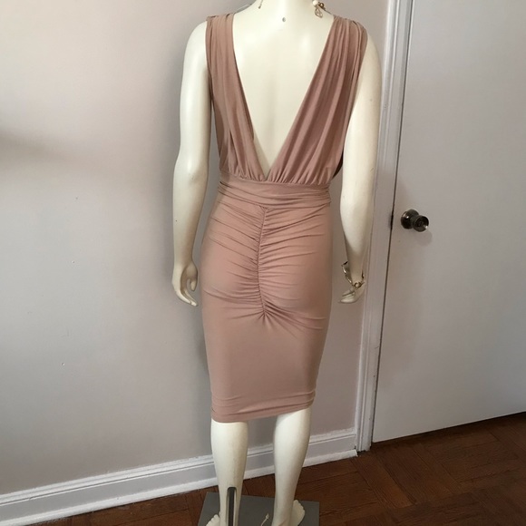 K TOO DRESS BEIGE COCKTAIL DRESS - Picture 3 of 5